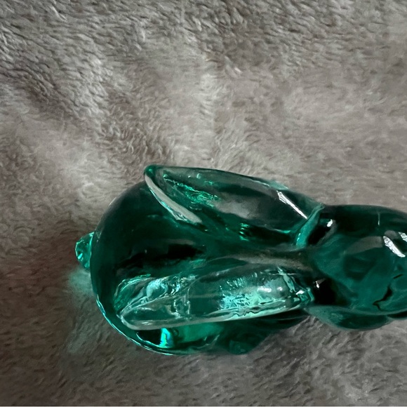 Vintage 1970s Silvestri Art Glass Green Bunny Rabbit Figurine Paperweight - Picture 10 of 10